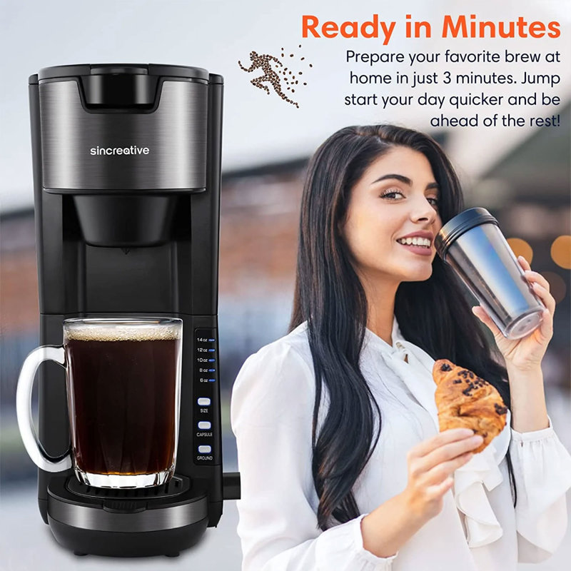 Sincreative Single Serve Coffee Maker Cappuccino Machine With Milk